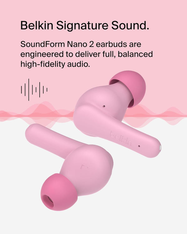 Belkin Soundform Nano-True Wireless Earbuds For Kids Pink
