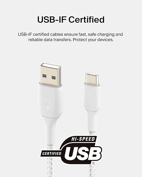 Belkin Premium Braided C-Usb A Cable 1M White(Cab002Bt1Mwh)