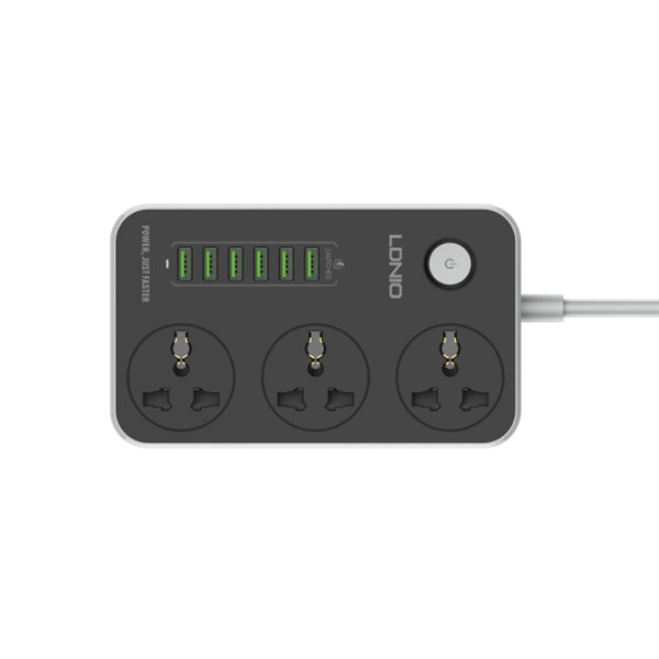 LDNIO SC3604 Extension Sockets - 3 Way / 2 Meters / 6x USB Ports