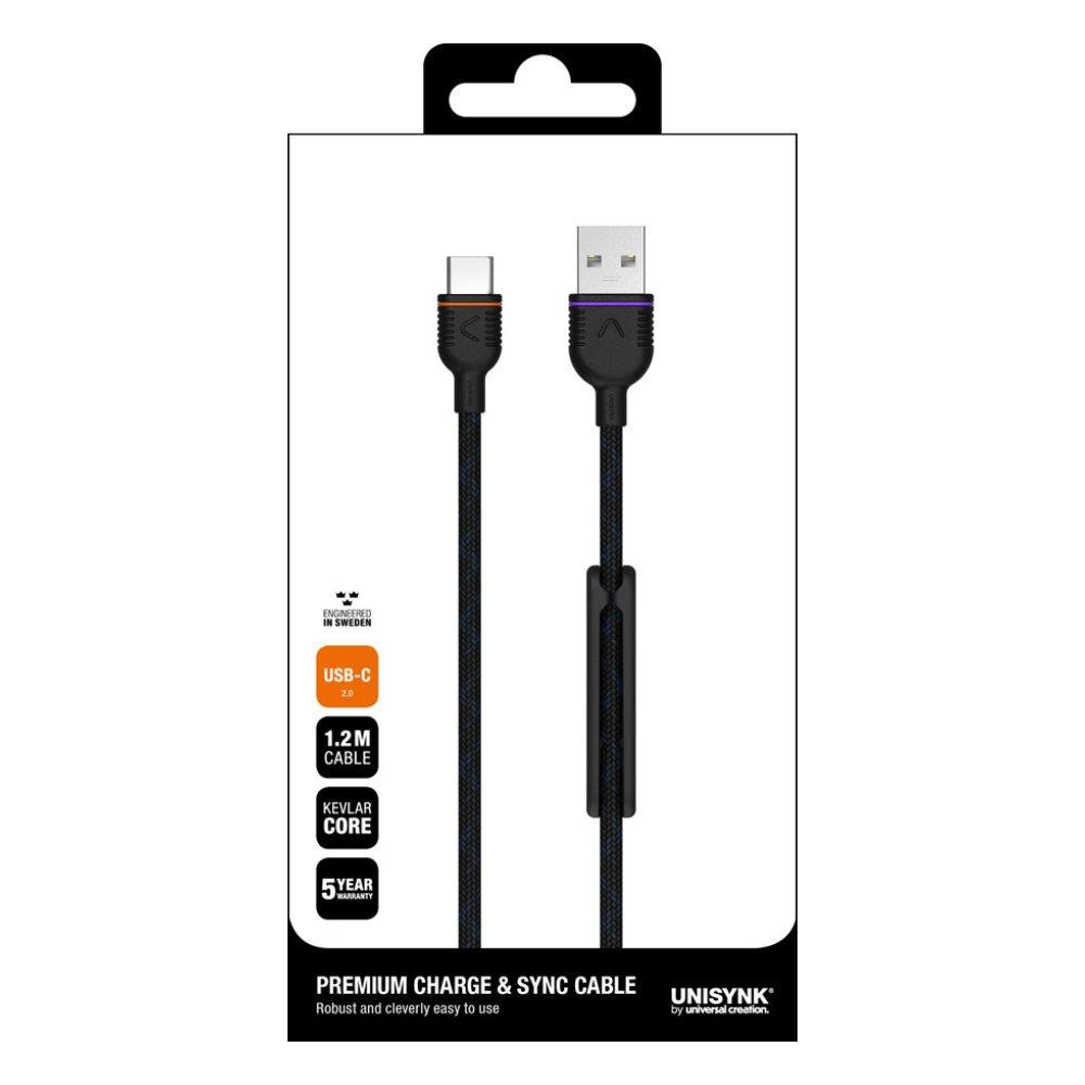 Unisynk Usb-A To Usb-C Cable Black 1.2M