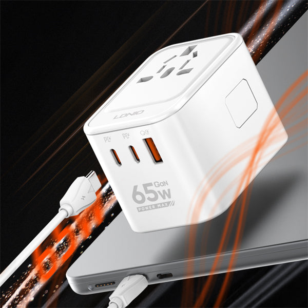 LDNIO 3 USB Ports 65W GaN Travel Adapter Z6