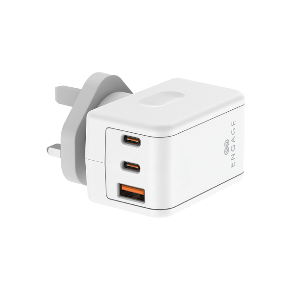 Engage 65W Dual C + Usb-A Power Adapter W/180 Degree Rotating Plug ...