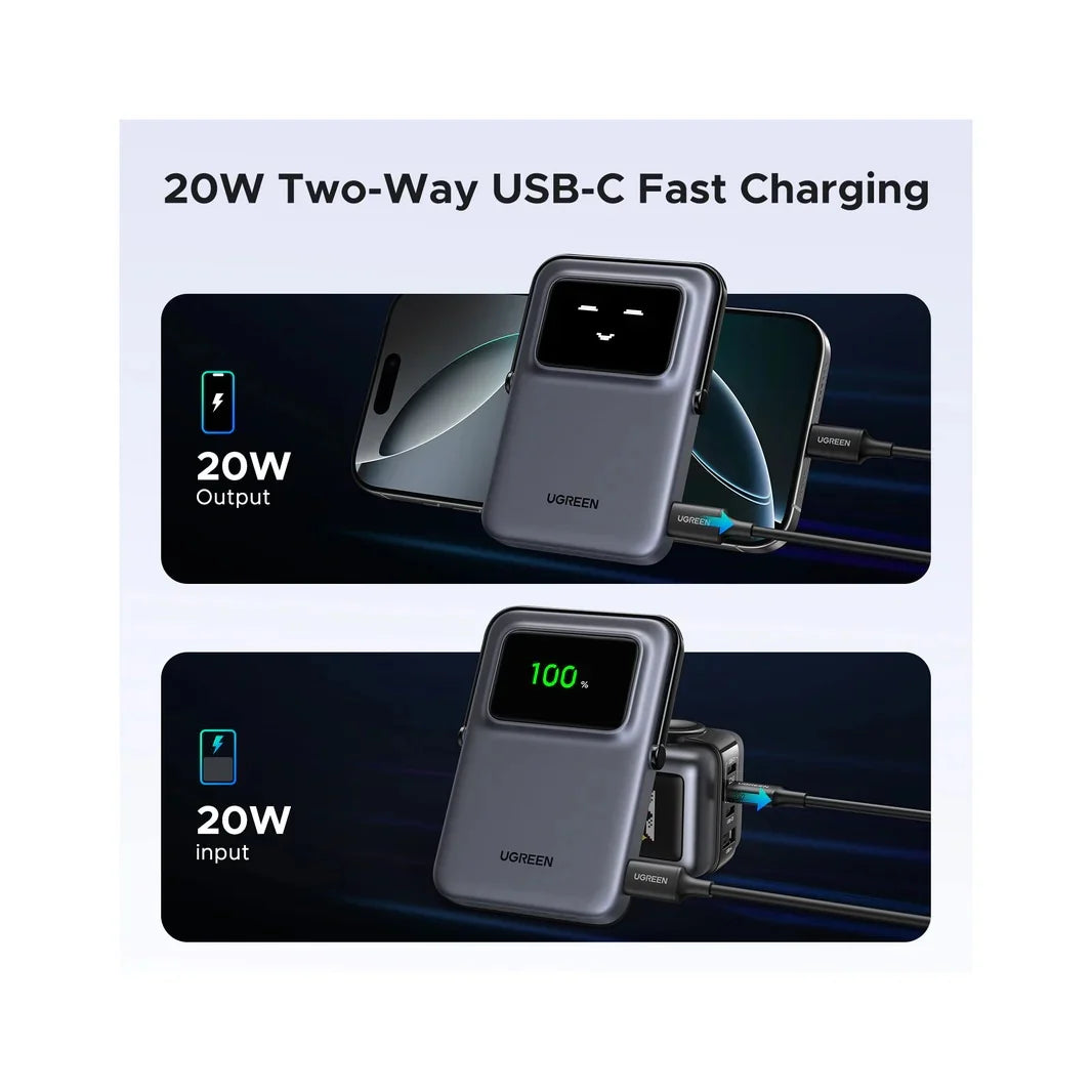 UGREEN Uno 10000mAh Magnetic Wireless 7.5W Power Bank 20W بنفسجي 