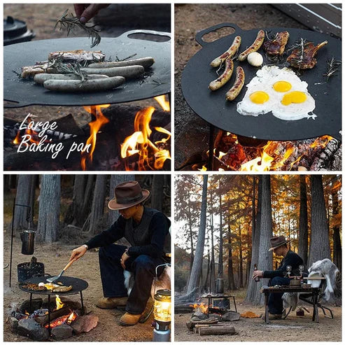 Naturehike Black iron 40CM flat-bottomed baking pan - Black