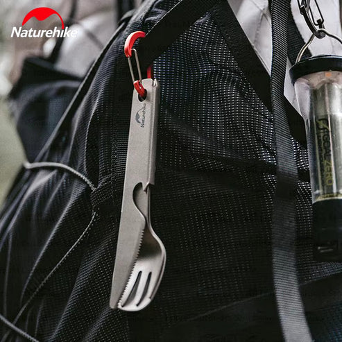 مجموعة أدوات مائدة NatureHike Titanium - (شوكة ، ملعقة ، سكين وفتحة الزجاجة)