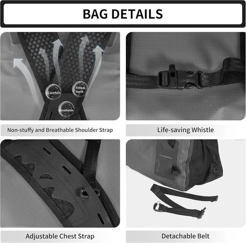 Naturehike Far Mountain Lightweight Shoulder Waterproof Bag - Graphite Black (25L) (without shoes)