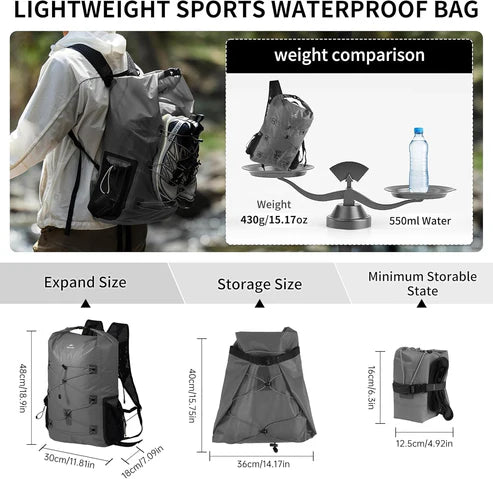 Naturehike Far Mountain Lightweight Shoulder Waterproof Bag - Graphite Black (25L) (without shoes)
