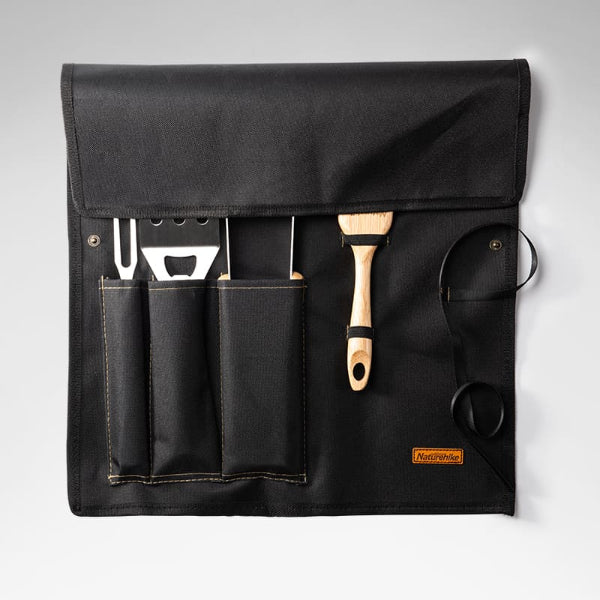 مجموعة أدوات الشواء المكونة من أربع قطع - الخشب + الفولاذ المقاوم للصدأ