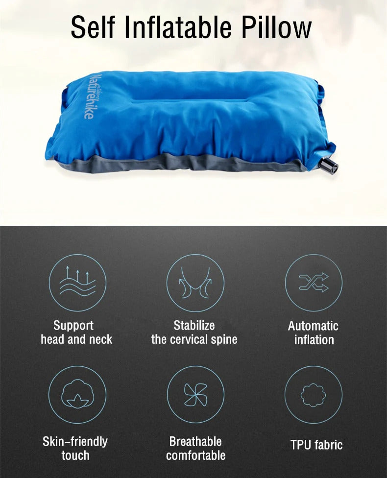 Naturehike Sponge Automatic Inflating Pillow - Light Blue