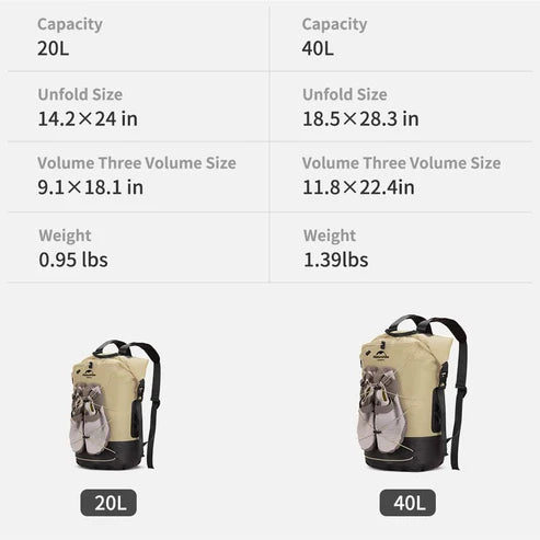 Naturehike TB03-Shimmer-TPU Wet and Dry Separation Waterproof Bag- Khaki (30L) (without shoes)