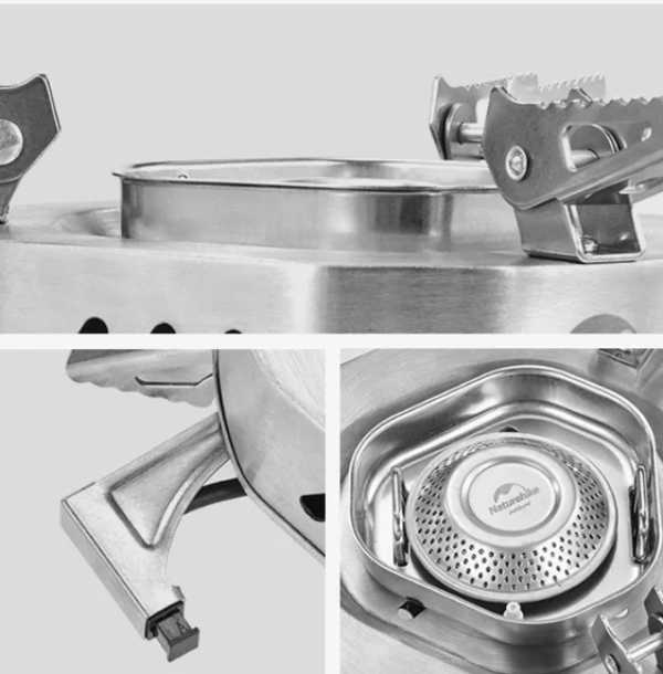 NatureHike عالية الطاقة موقد الغاز القابل للطي - الفضة