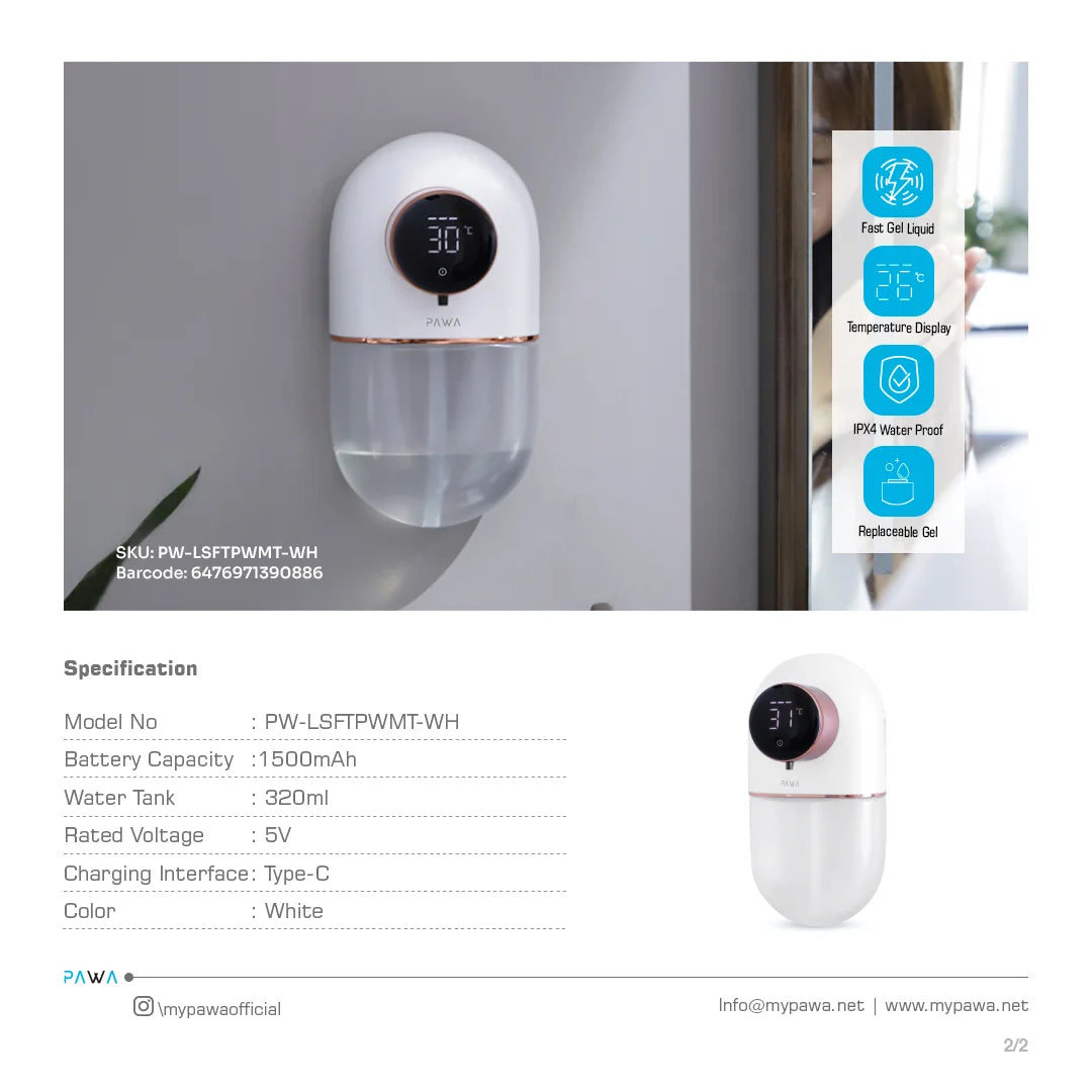 Pawa Bubble Wall Mount Automatic Dispenser.