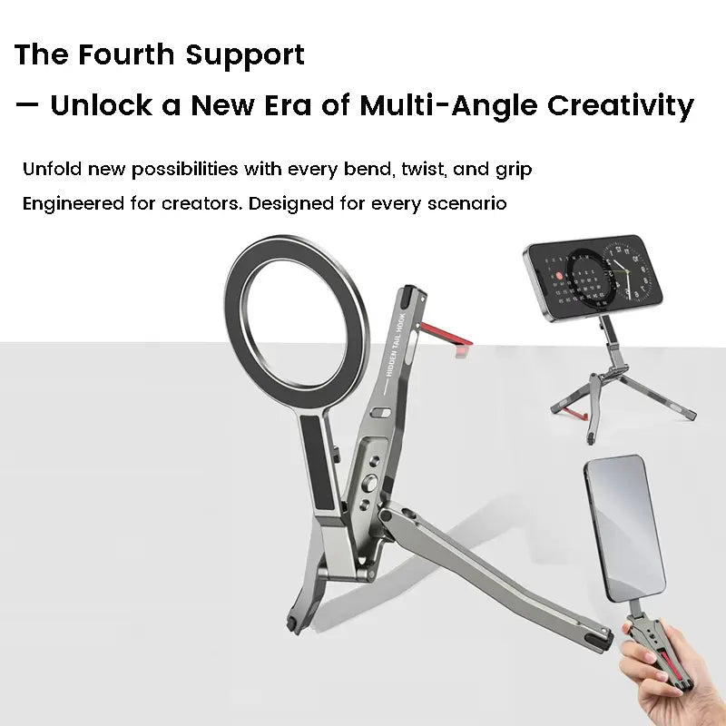 ZLOS PS03 MagFlex Multi-Stand, Foldable MagSafe Tripod Phone Holder-Universal Magnetic Mount