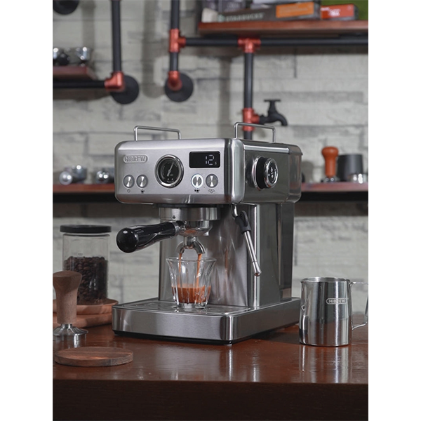 HiBREW Semi Automatic Espresso Coffee Machine Temperature Adjustable H10A - Silver
