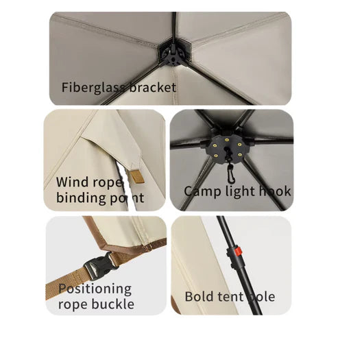 Naturehike Cloud Boundar Quick Opening Canopy - Hexagonal - Quicksand Gold (462*400*224)