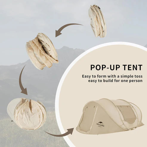 Naturehike 3-4 hand pop up automatic tent - Cream (280*200*120)