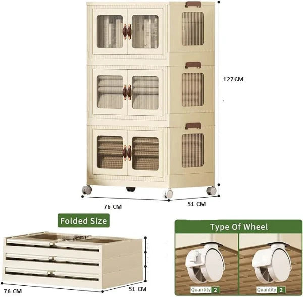 Multifunction eco-friendly storage organizer boxes plastic folding storage cabinet