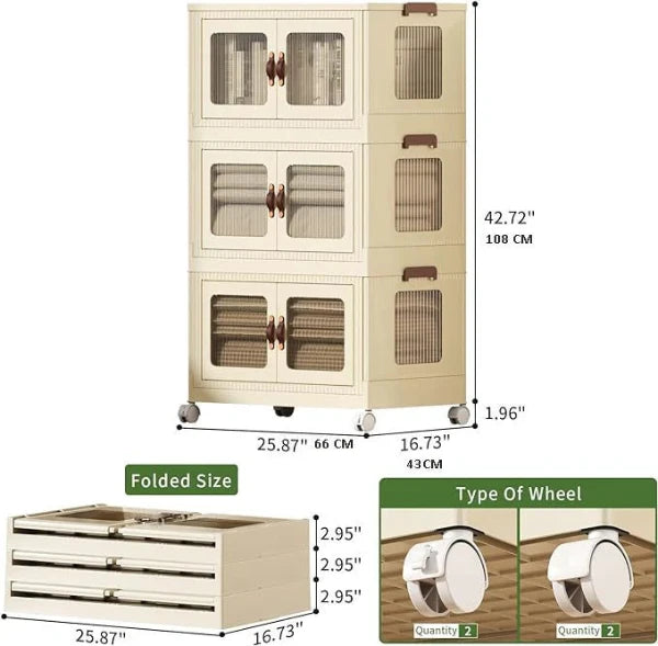 Multifunction eco-friendly storage organizer boxes plastic folding storage cabinet