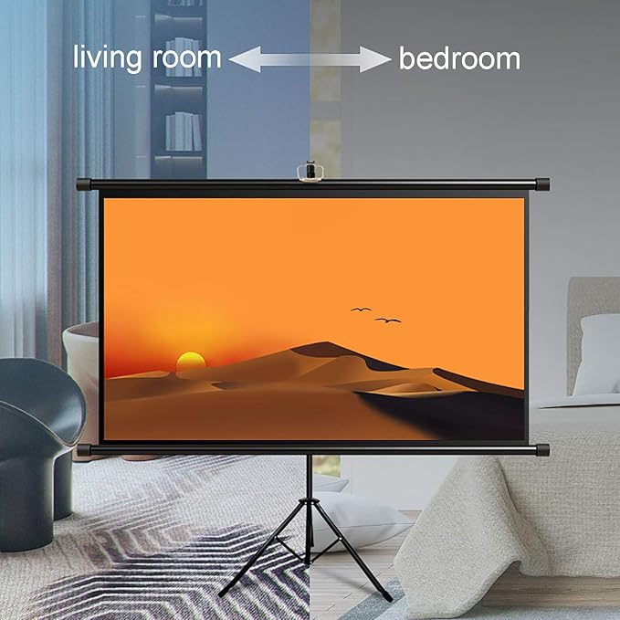 Gamvity 100-inch Tripod Projector Screen – 4:3 Aspect Ratio | Matte White