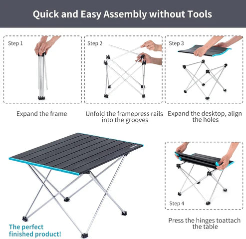Naturehike FT08 aluminum alloy folding table (Small) - Rock Black (41*34.5*29)