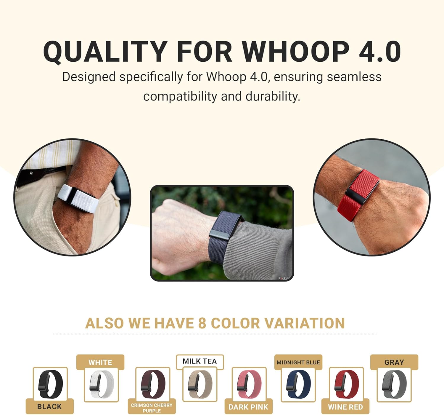 JEQ STRAP ODOR RESISTAN BREATHABLE NYLON FOR WHOOP 4.0-WINE RED