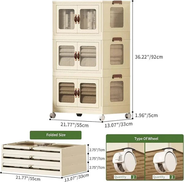 Multifunction eco-friendly storage organizer boxes plastic folding storage cabinet