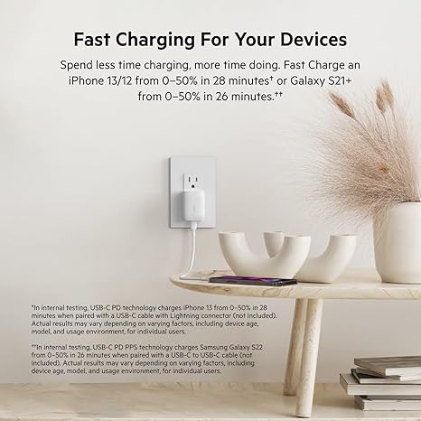 Belkin 20W Usb-C Cube Wall Charger 1M C-C Cbl Wht