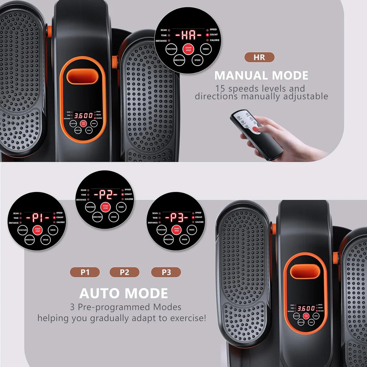 Black Bull Under Desk Elliptical Exercise Machine, Ellipse Leg Exerciser with Remote.