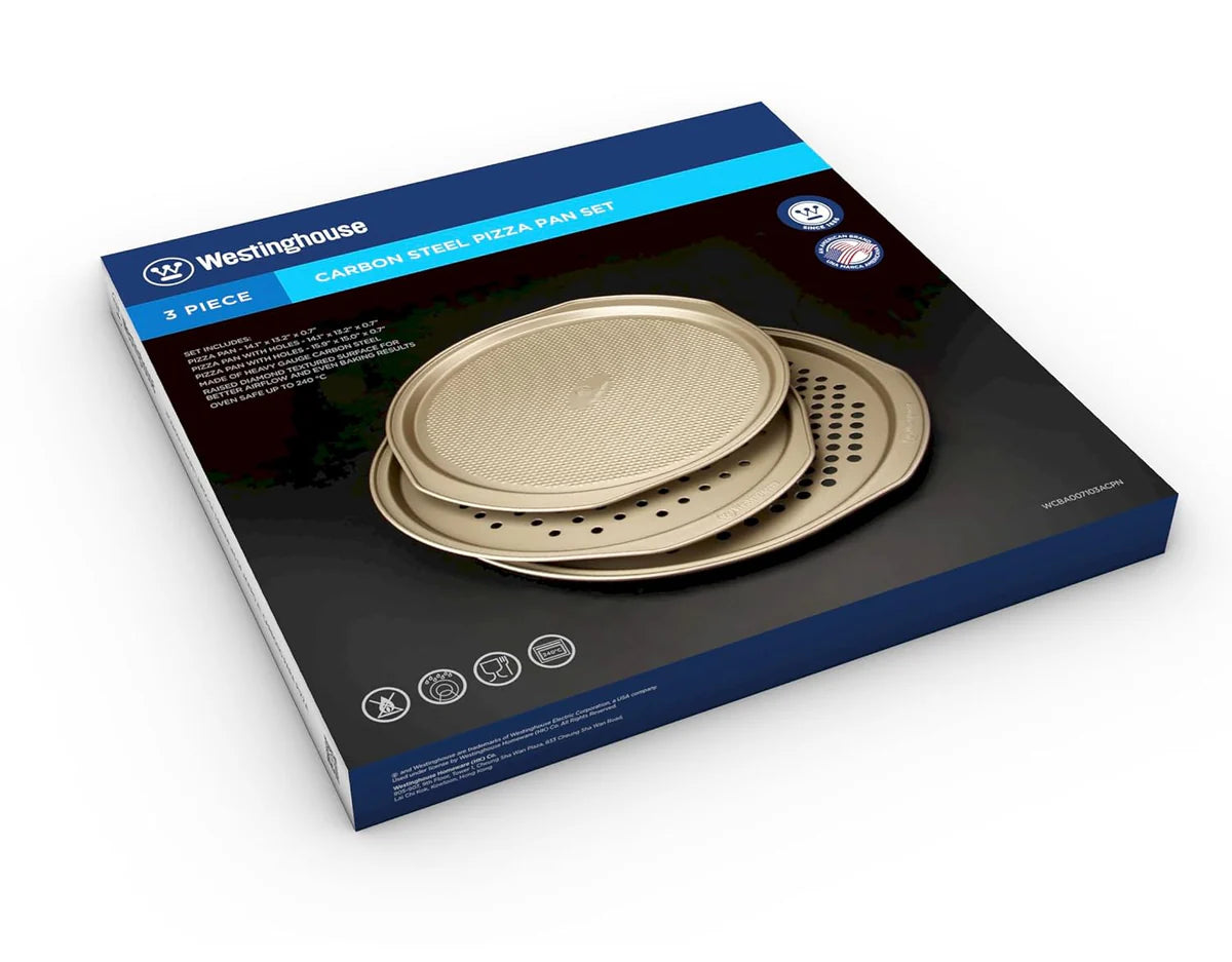 WESTINGHOUSE-3-Piece Carbon Steel Pizza Pan Set.
