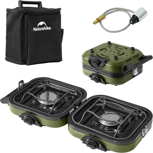 Naturehike Double Burner Folding Gas Stove - Army Green