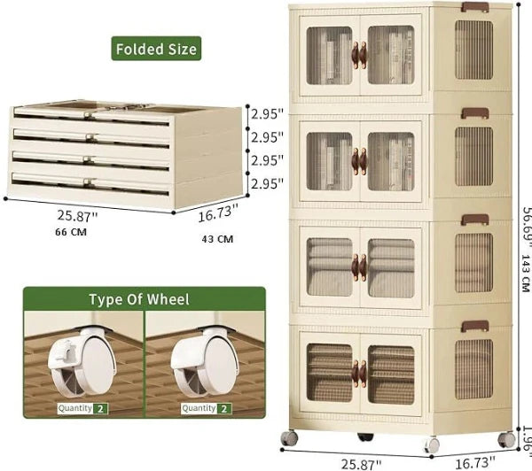 Multifunction eco-friendly storage organizer boxes plastic folding storage cabinet