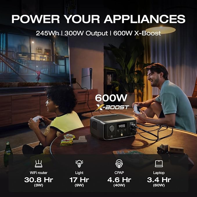 Ecoflow River 3 (10Msups) Portable Power Station (245Wh / 300W) Surge 600W