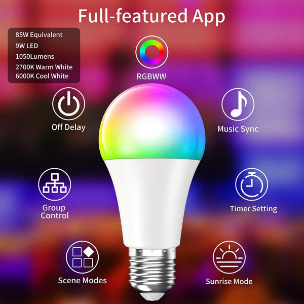 Tuya Smart Wifi Bulb Rgb+Cw E27 With Wifi+Bluetooth Dual Mode