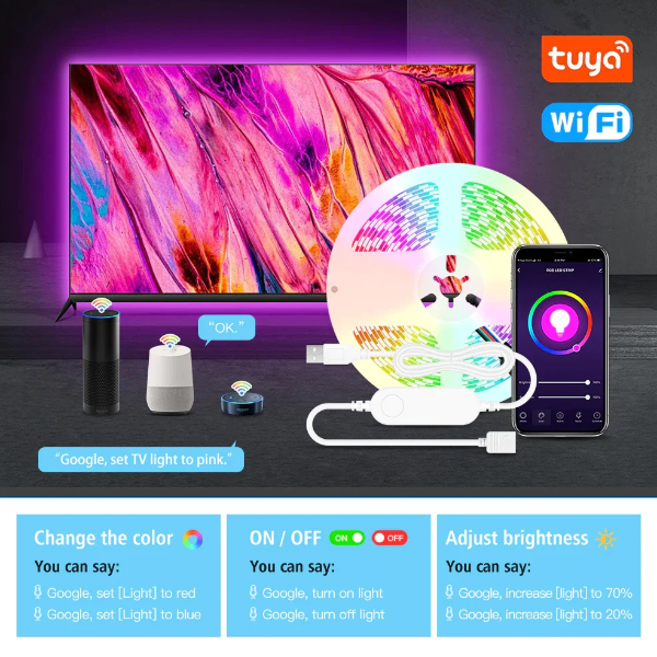 Tuya Smart Wifi Striplight 5 Meters Rgb+Cw With Wifi+Bluetooth Dual Mode