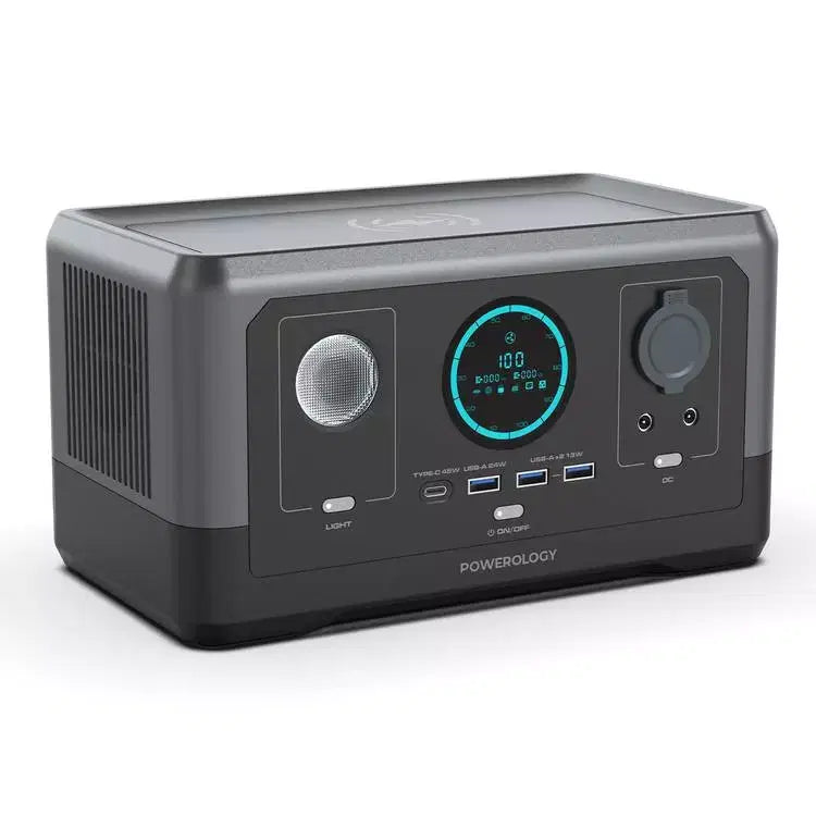 Powerology 76800Mah 300W Solar Input Portable Generator Black