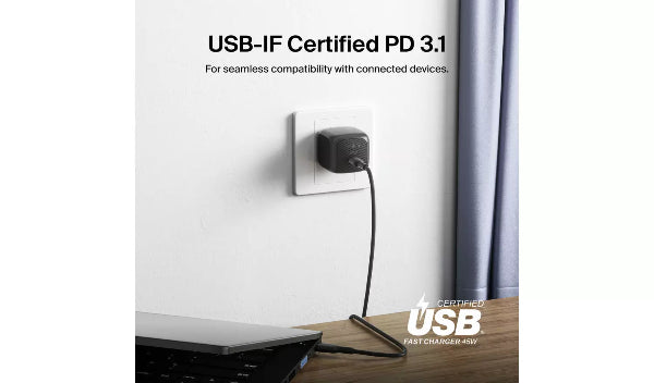 Belkin 45W Usb Pd Wall Charger & 1M C-C Cbl Blk