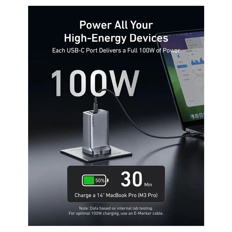 Anker Prime Charger 100W 3 Ports Gan - Silver