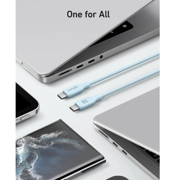 ANKER 544 USB-C إلى USB-C Cable 140W Bio المستندة إلى 0.9m/3ft -blue