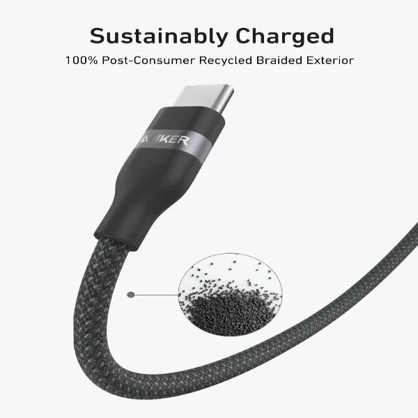 Anker Usb-C To Usb-C Cable 240W Upcycled-Braided 0.9M/3Ft -Black