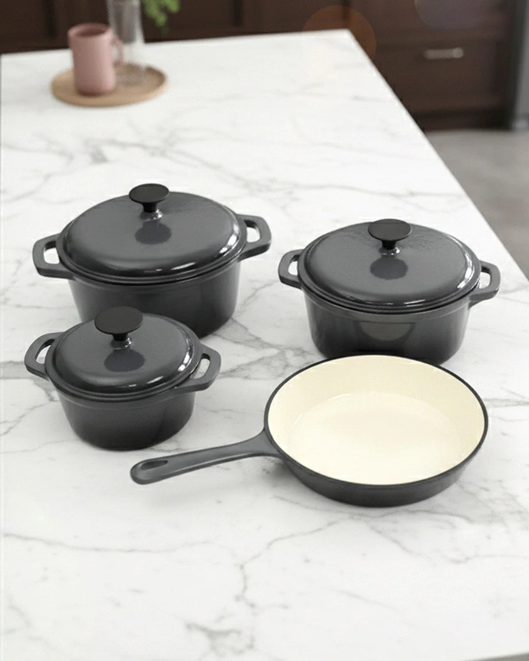 OSFE-7PCS Cast Iron Cookware Set-CI7-GRY