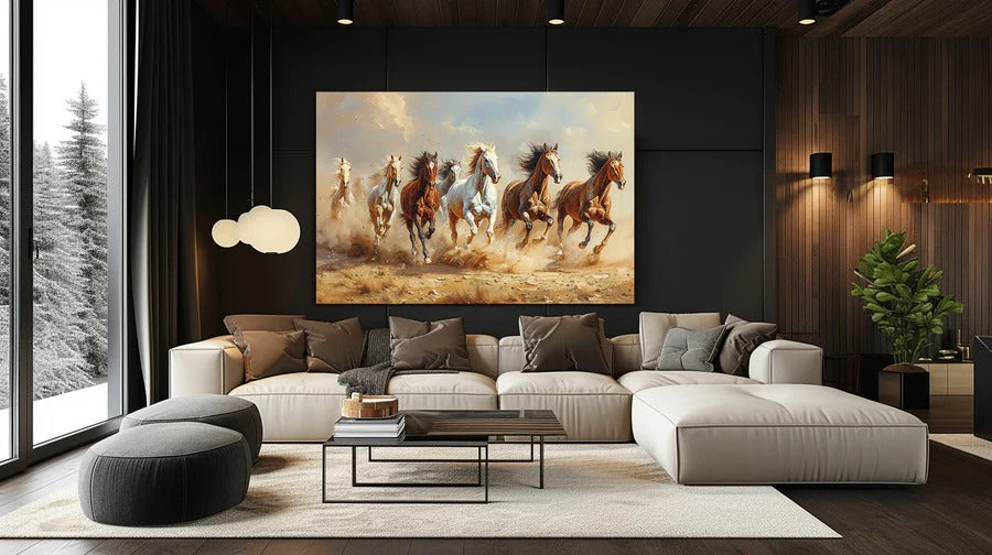 The Horses and Desert Canvas Painting (60H X 40W)