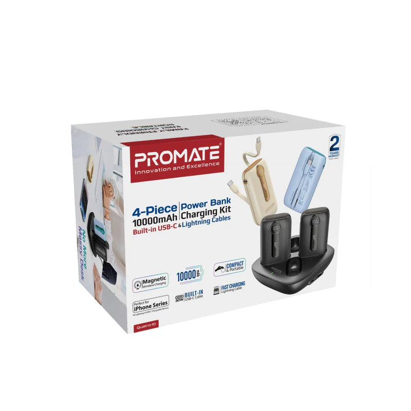 Promate 4-Piece 10000mAh Power Bank Charging Kit
