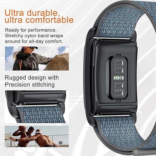 SURUNDO NYLON SPORT BAND COMPATIBLE WITH WHOOP BAND 4.0 WITH BUMPER CASE-GREY