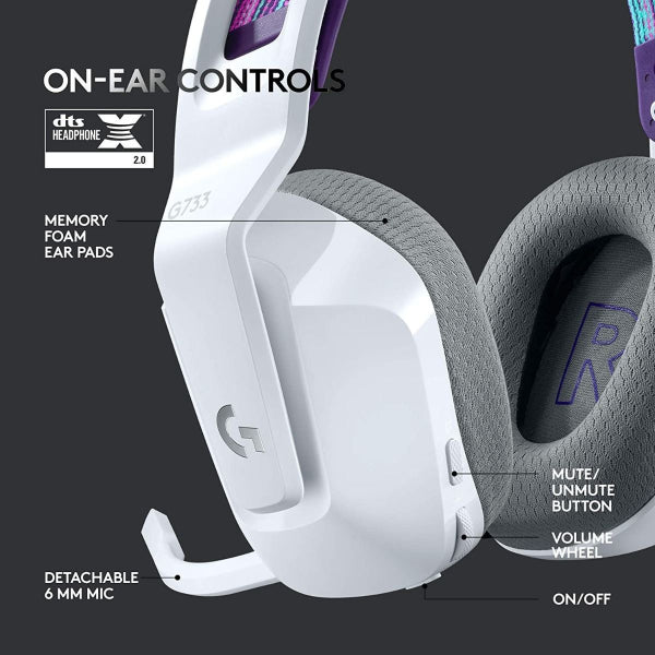 Logitech G733 Lightspeed Wireless RGB Gaming Headset-White