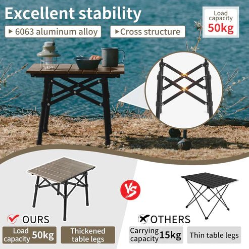 Naturehike Outdoor Portable Folding Table - Brown (Small) (40.5*29*30.5)