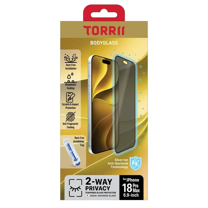 Torrii Bodyglass Screen Protector For Iphone 18 Pro Max (6.9”) Anti-Bacterial – Privacy (4895264801274)