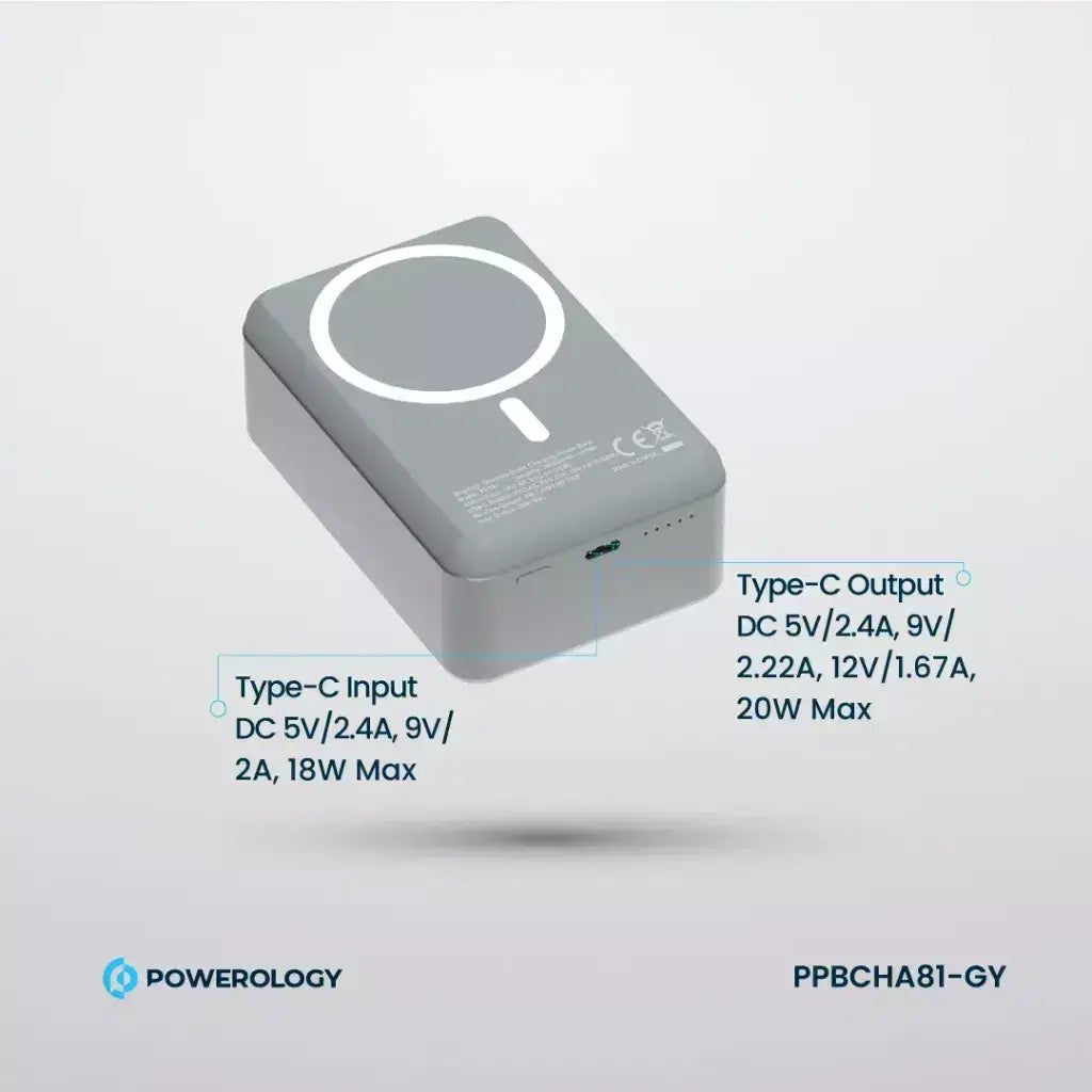 Powerology 30000Mah Magsafe Aluminum Power Bankdark Grey