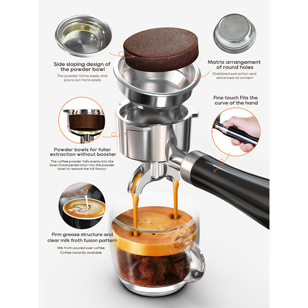 HiBREW Semi Automatic Espresso Coffee Machine Temperature Adjustable H10A - Black