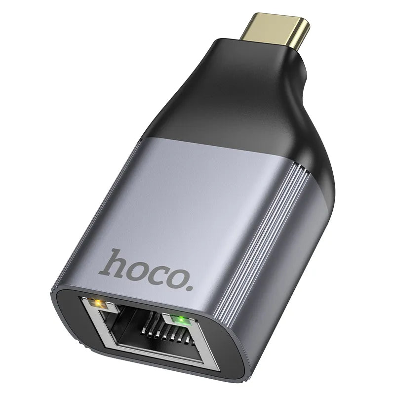 Hoco UA35 Type-C to RJ45 adapter- Metal Grey