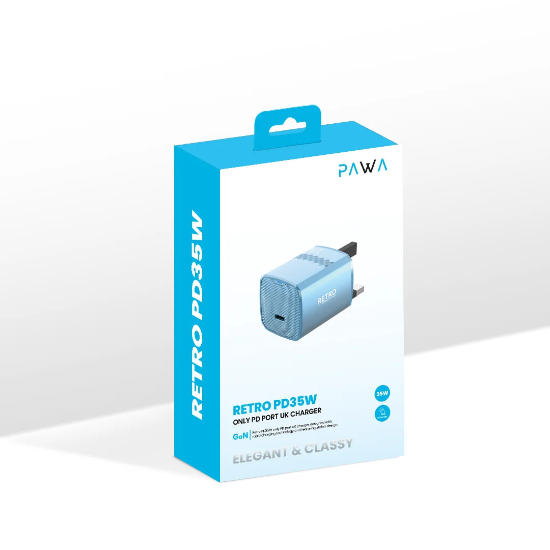 Pawa Retro 35W With Type-C Port Uk Plug - Blue